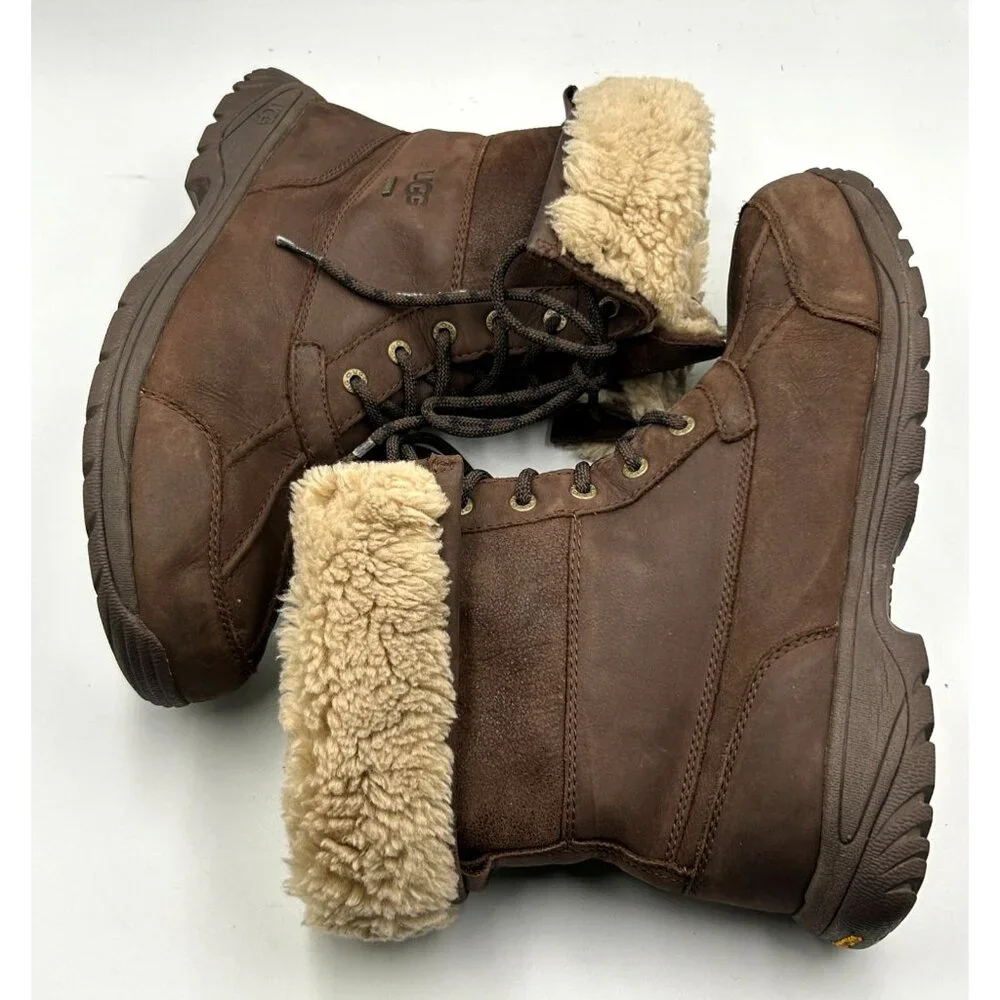 UGG Men's Brown Leather Adirondack lll Distressed Sheepskin Boots Size 10.5 3198 - Picture 6 of 16